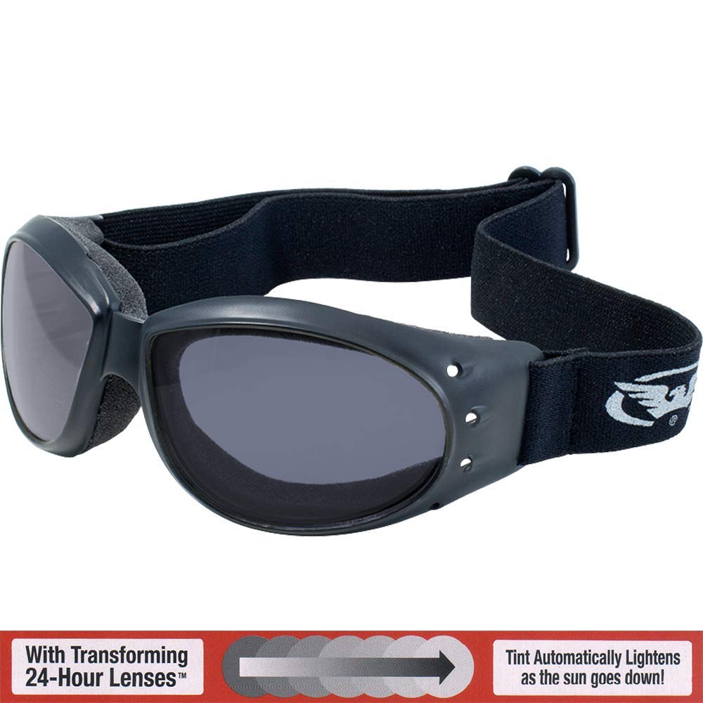 Global Vision Gv Eliminator Dirt Bike Padded Motorcycle Riding Goggles For Men And Women (Black Frame/Smoke Lens) (Black Frame/Clear-Smoke Lens)
